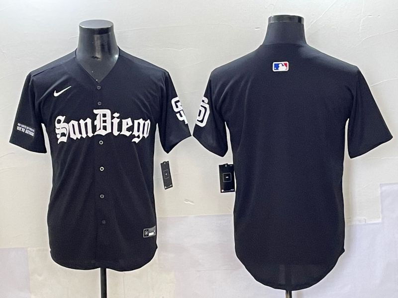 Men 2025 San Diego Padres Blank Black Five generations Joint Name Nike MLB Jersey style 5